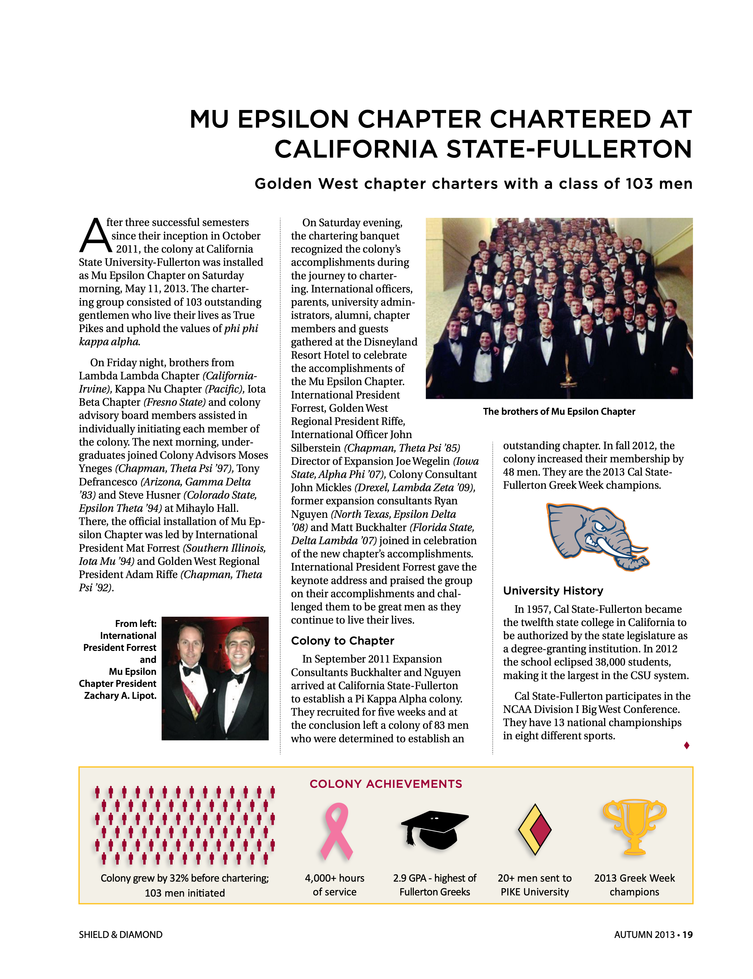 Expansion: Mu Epsilon Chapter Chartered at California State-Fullerton